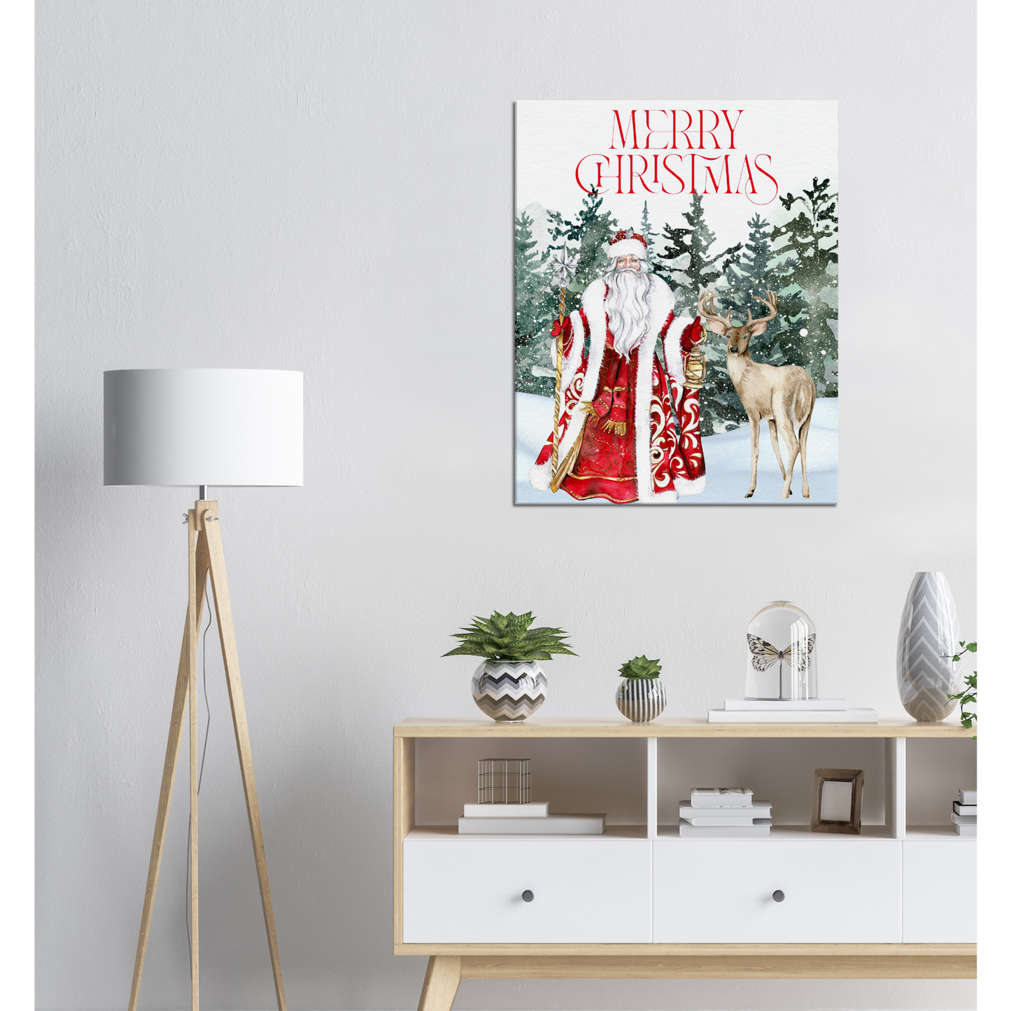 Santa in Red on Canvas