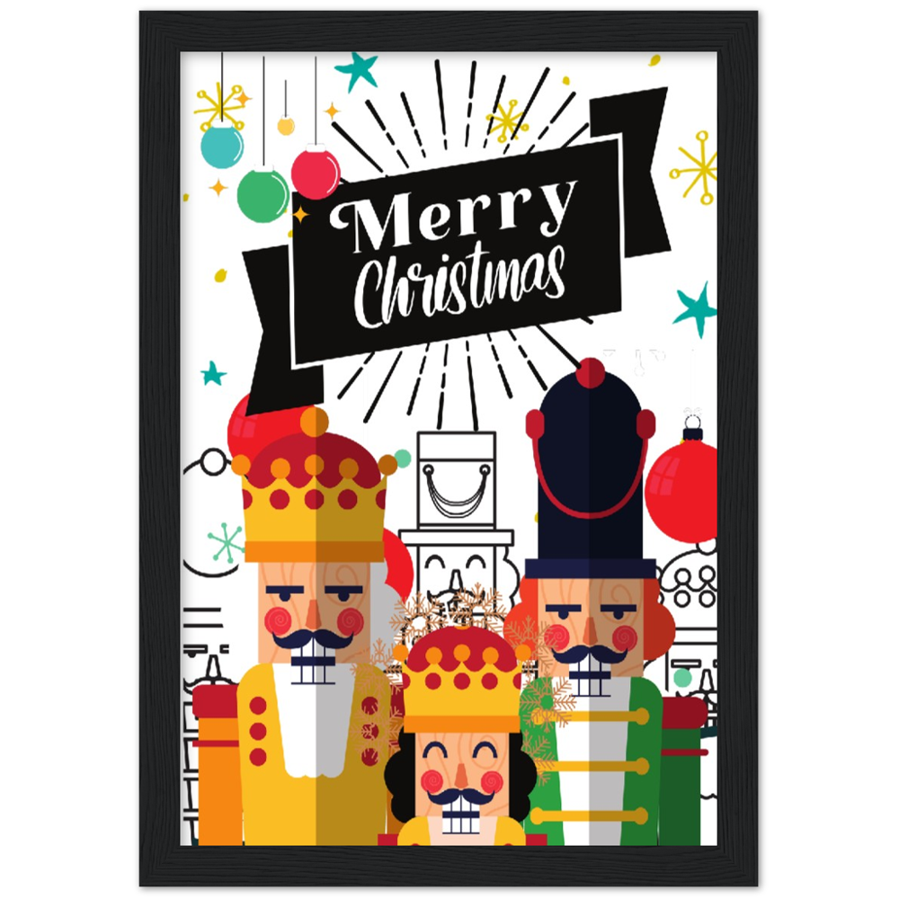 Colorful Nutcrackers Premium Wooden Framed Poster