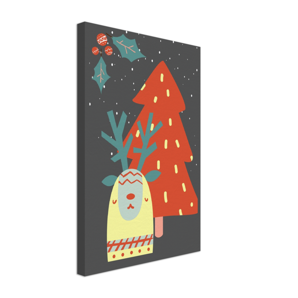 Festive Christmas Llama on Canvas