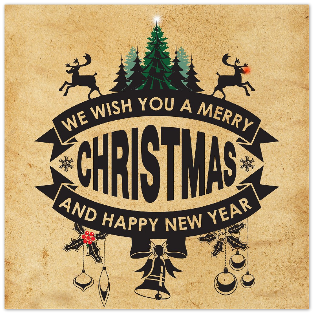 We Wish You Rustic Metal Christmas Print