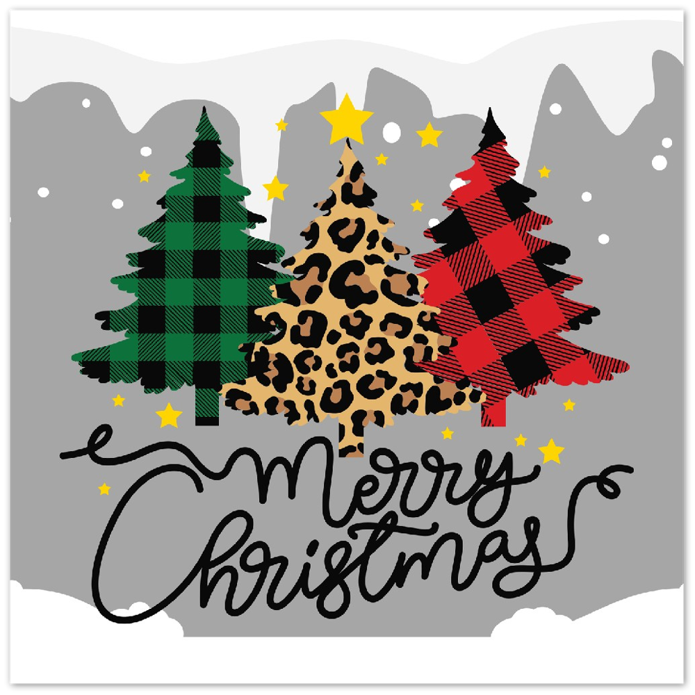 Plaid & Leopard Print Christmas Trees on Metal