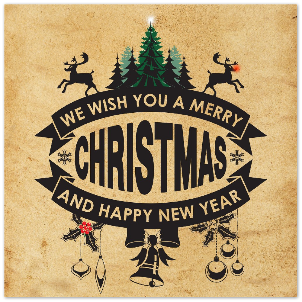 We Wish You Rustic Metal Christmas Print