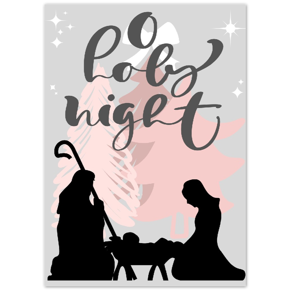 Manger Scene Pink & Gray Metal Print