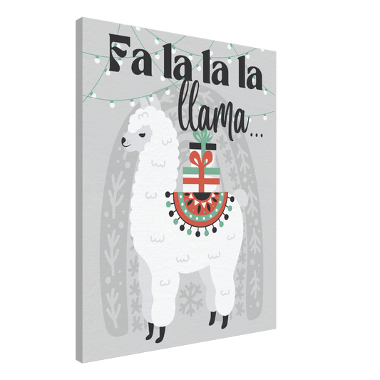 Llama Christmas and Lights on Canvas