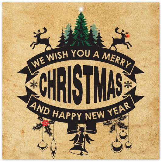 We Wish You Rustic Metal Christmas Print