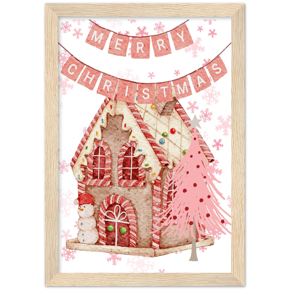 Gingerbread House Premium Wooden Framed Poster