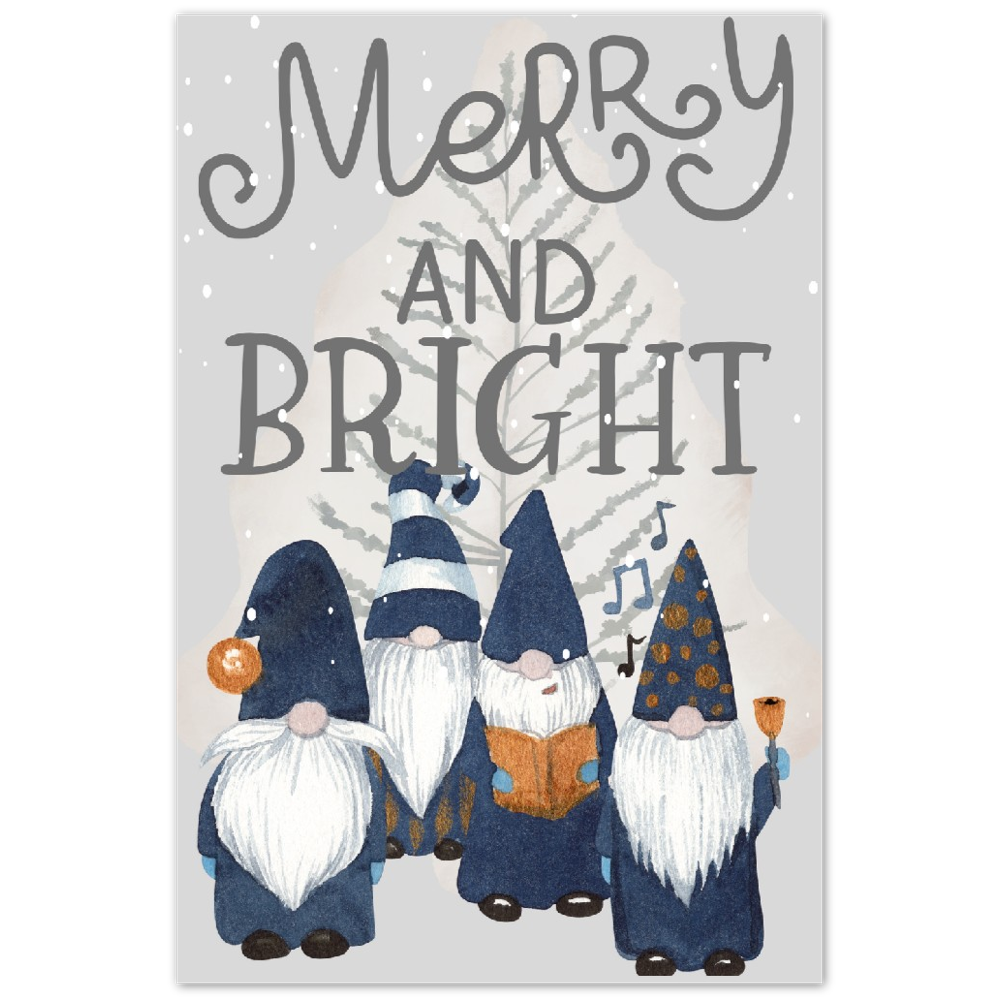 Merry & Bright Gnomes Metal Print