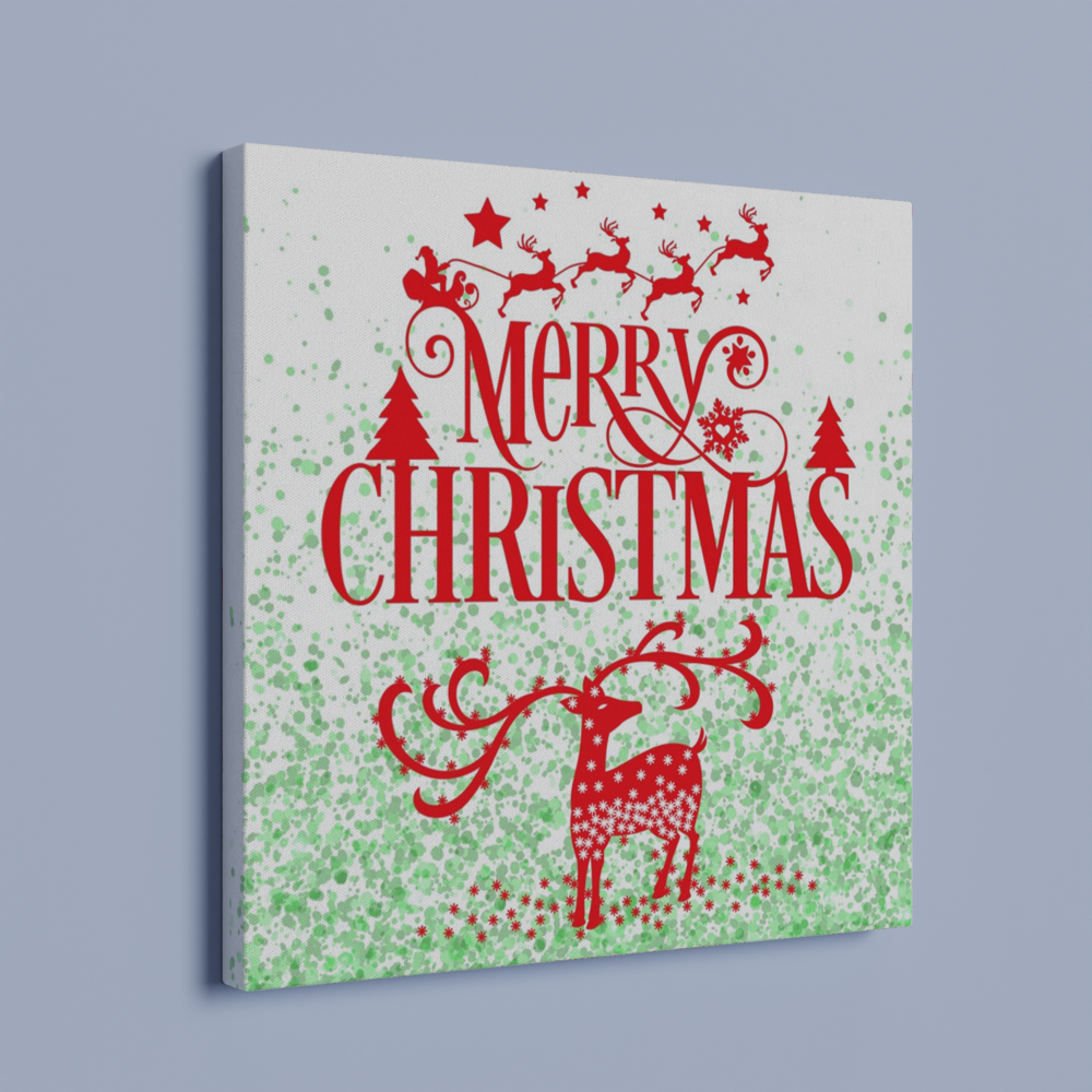 Merry Christmas Reindeer on Canvas