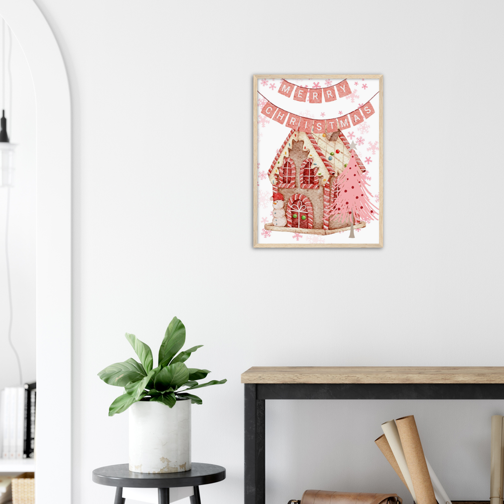 Gingerbread House Premium Wooden Framed Poster