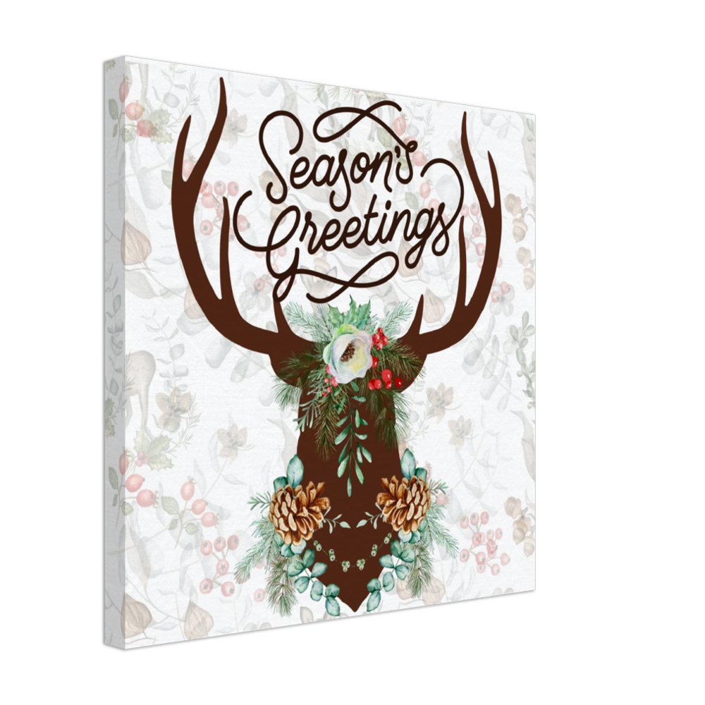 Rustic Season's Greetings Christmas Stag on Canvas