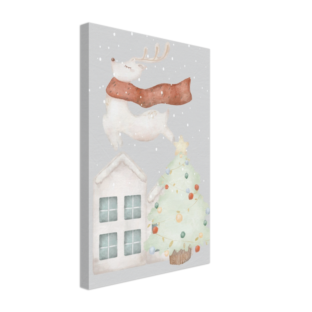 Reindeer Over the Roof on Canvas