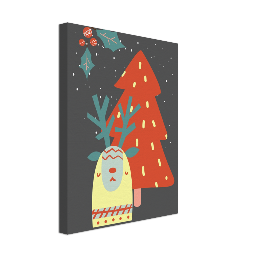 Festive Christmas Llama on Canvas