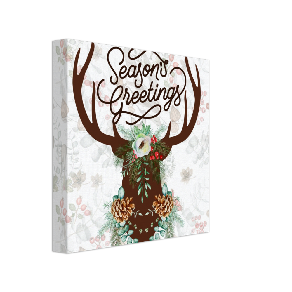 Rustic Season's Greetings Christmas Stag on Canvas