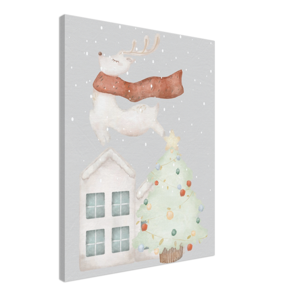 Reindeer Over the Roof on Canvas