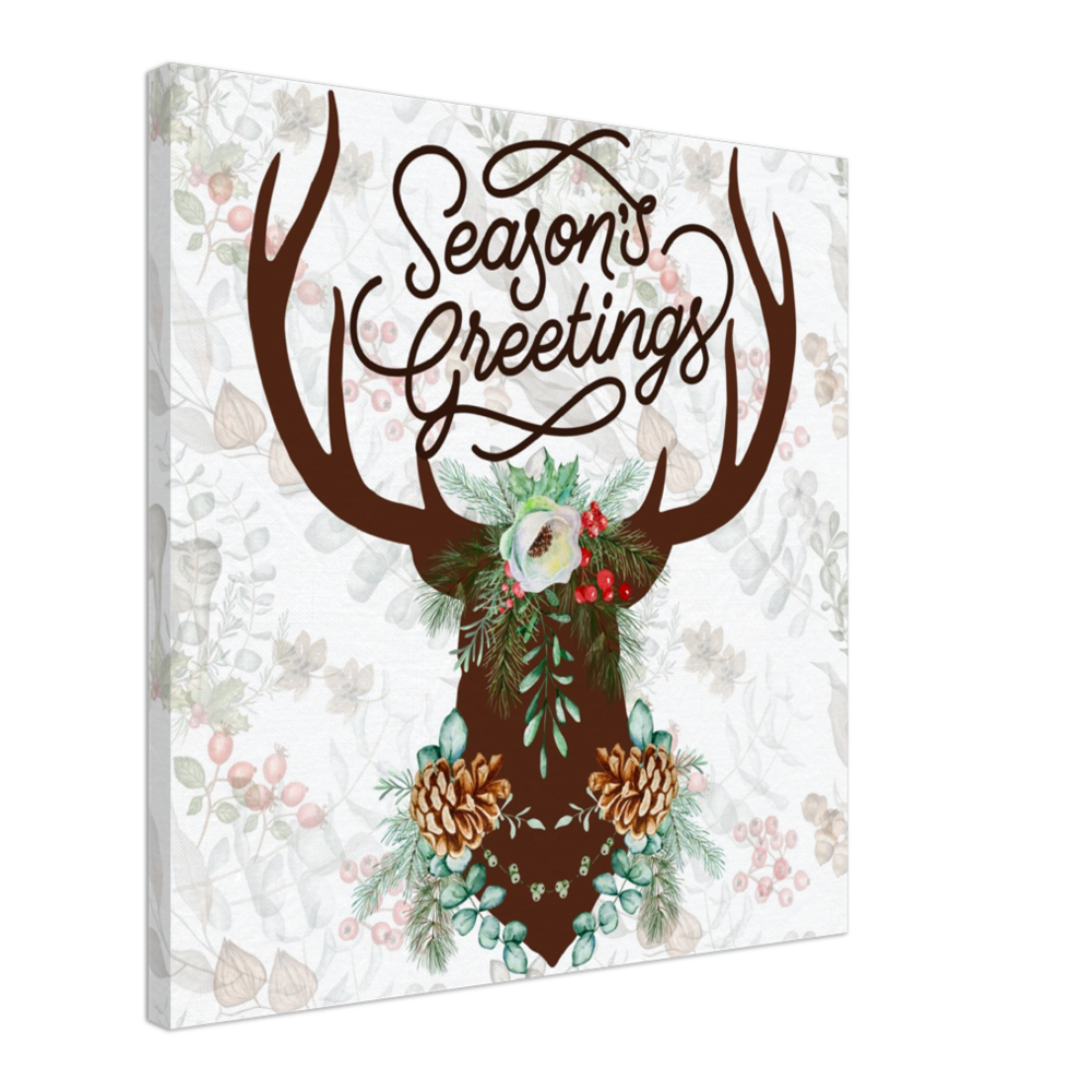 Rustic Season's Greetings Christmas Stag on Canvas