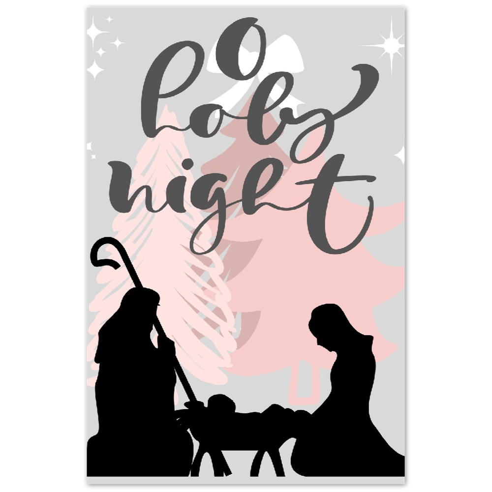 Manger Scene Pink & Gray Metal Print