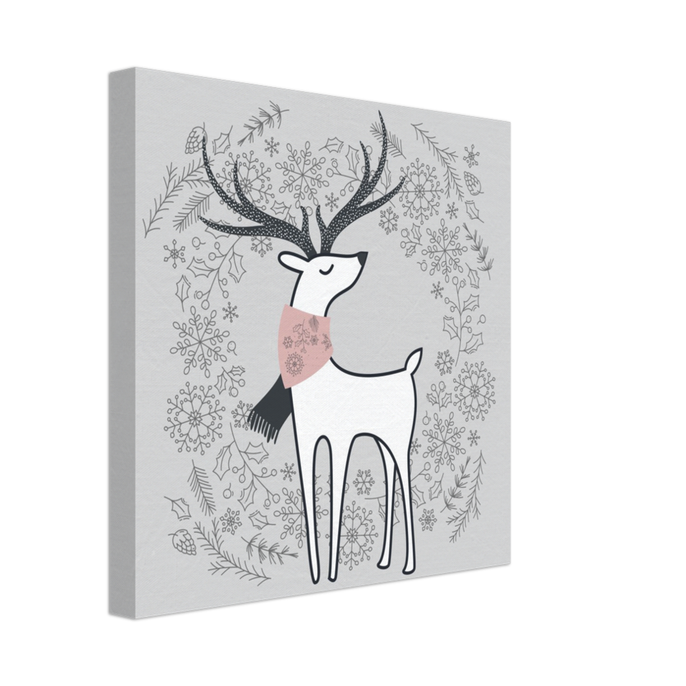 Reindeer in the Wreath on Canvas