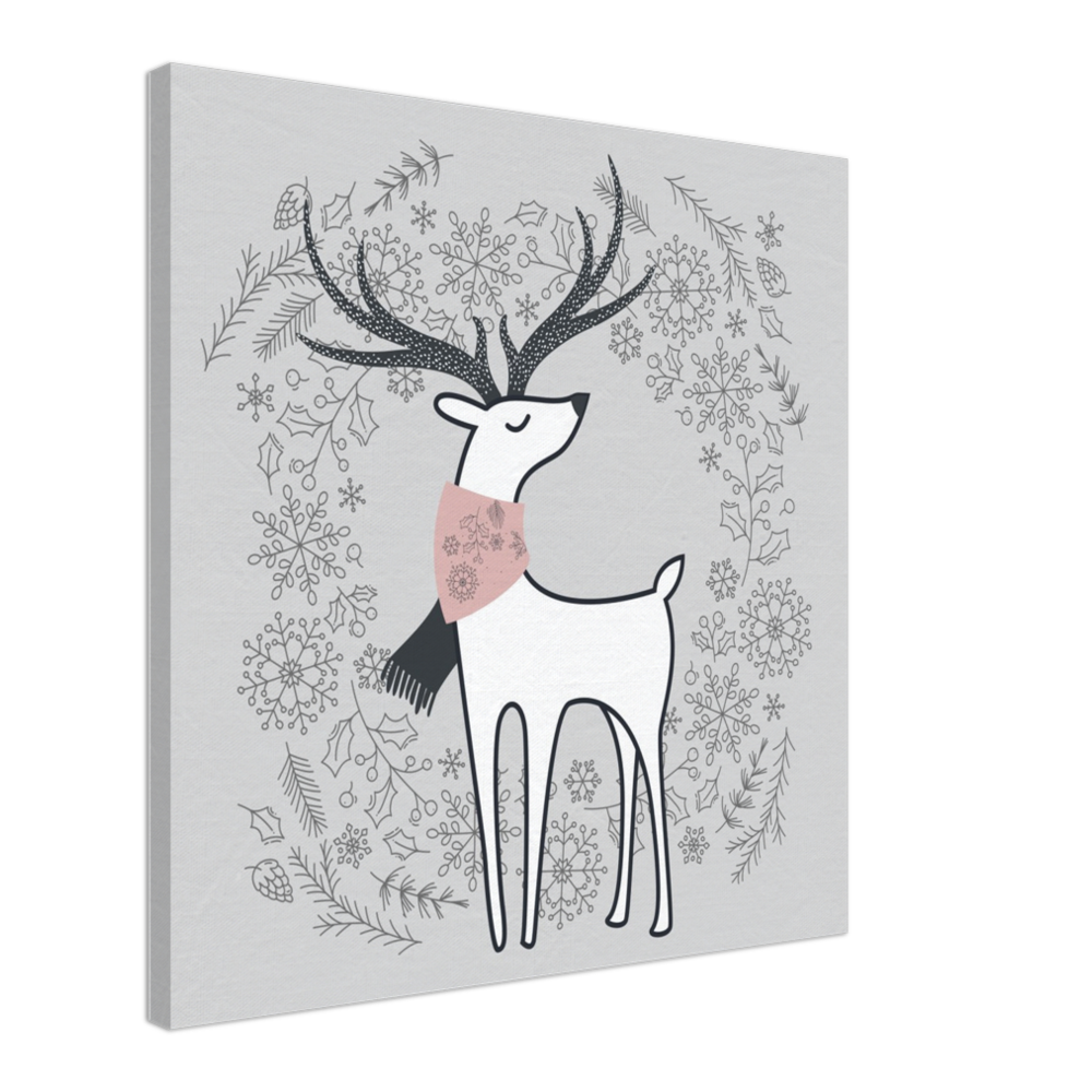 Reindeer in the Wreath on Canvas