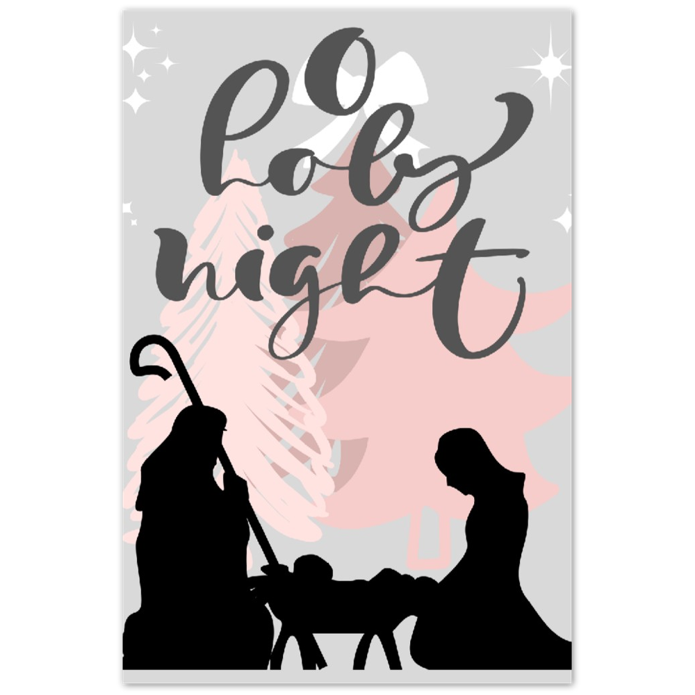 Manger Scene Pink & Gray Metal Print