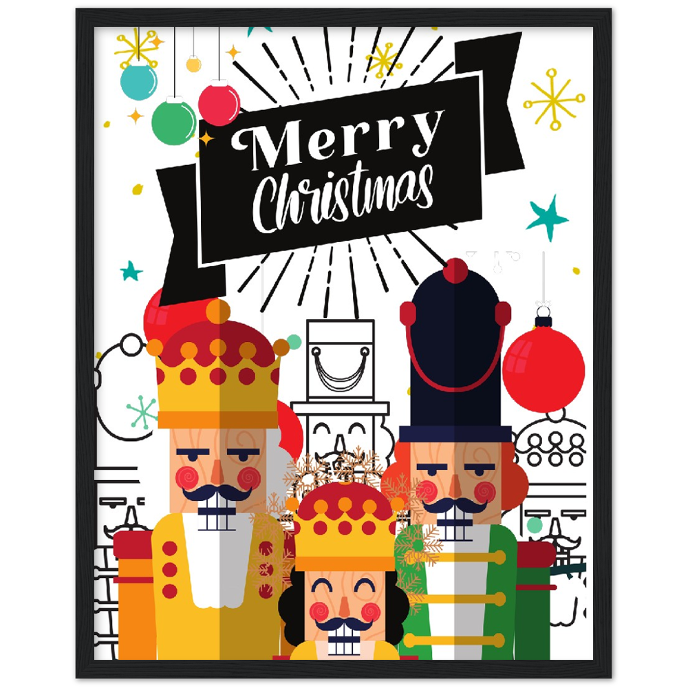 Colorful Nutcrackers Premium Wooden Framed Poster