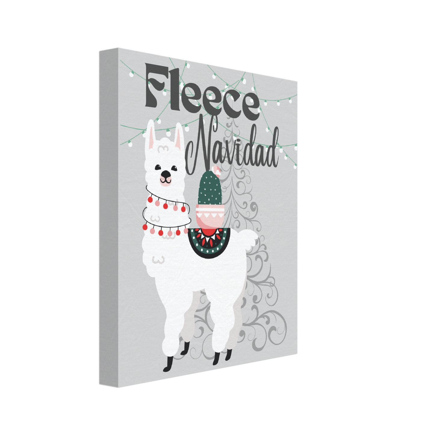 Fleece Navidad Christmas Llama on Canvas