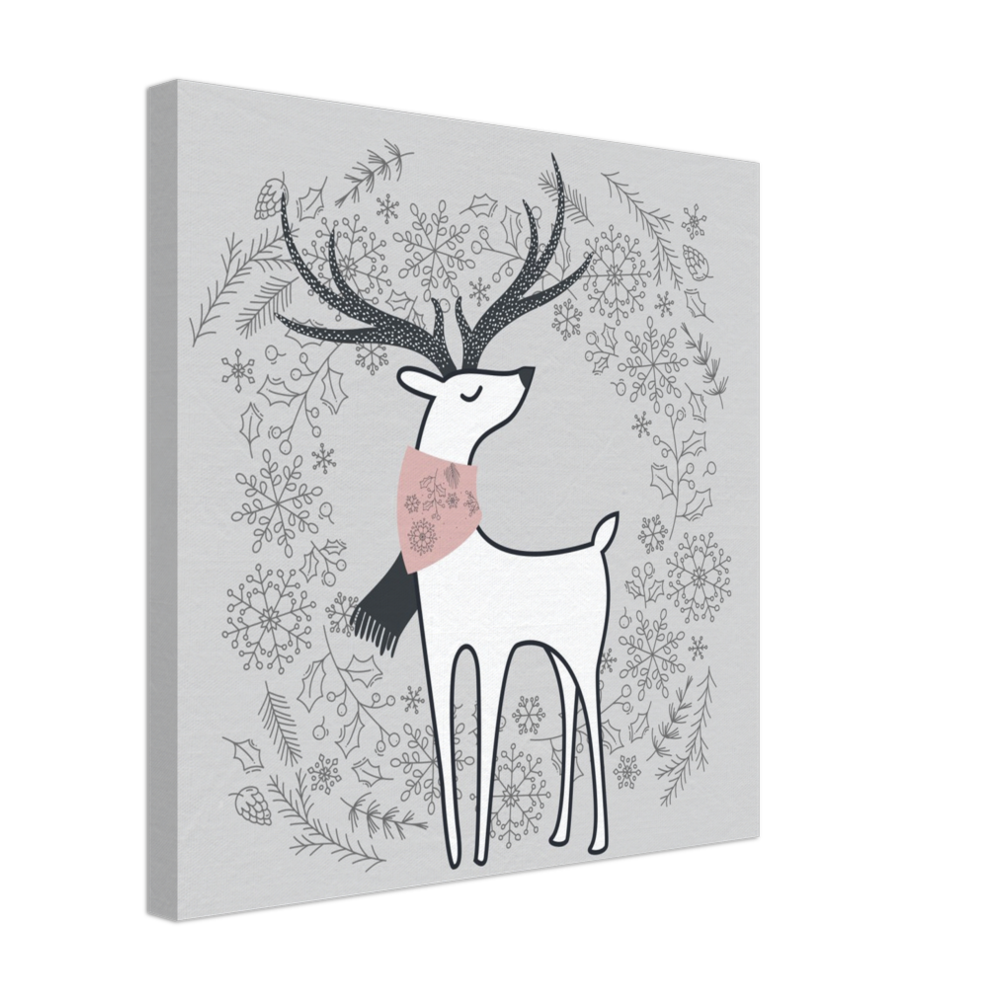 Reindeer in the Wreath on Canvas