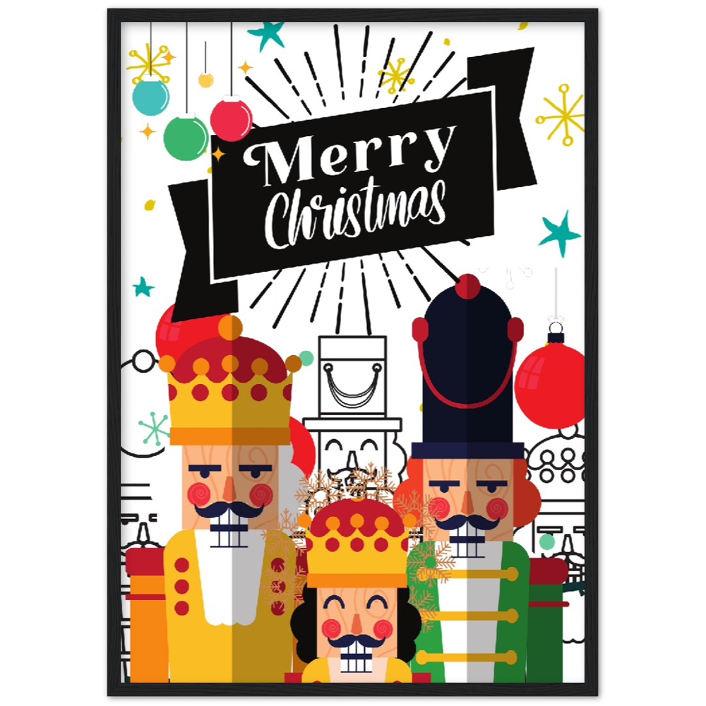 Colorful Nutcrackers Premium Wooden Framed Poster