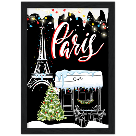 Christmas Cafe in Paris Framed Poster