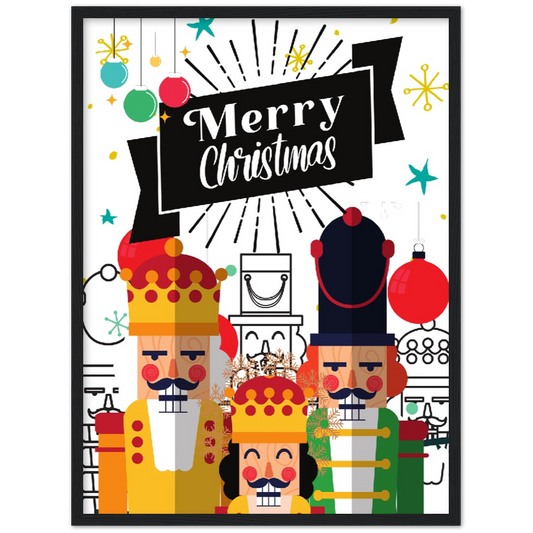 Colorful Nutcrackers Premium Wooden Framed Poster