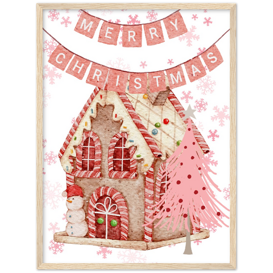 Gingerbread House Premium Wooden Framed Poster