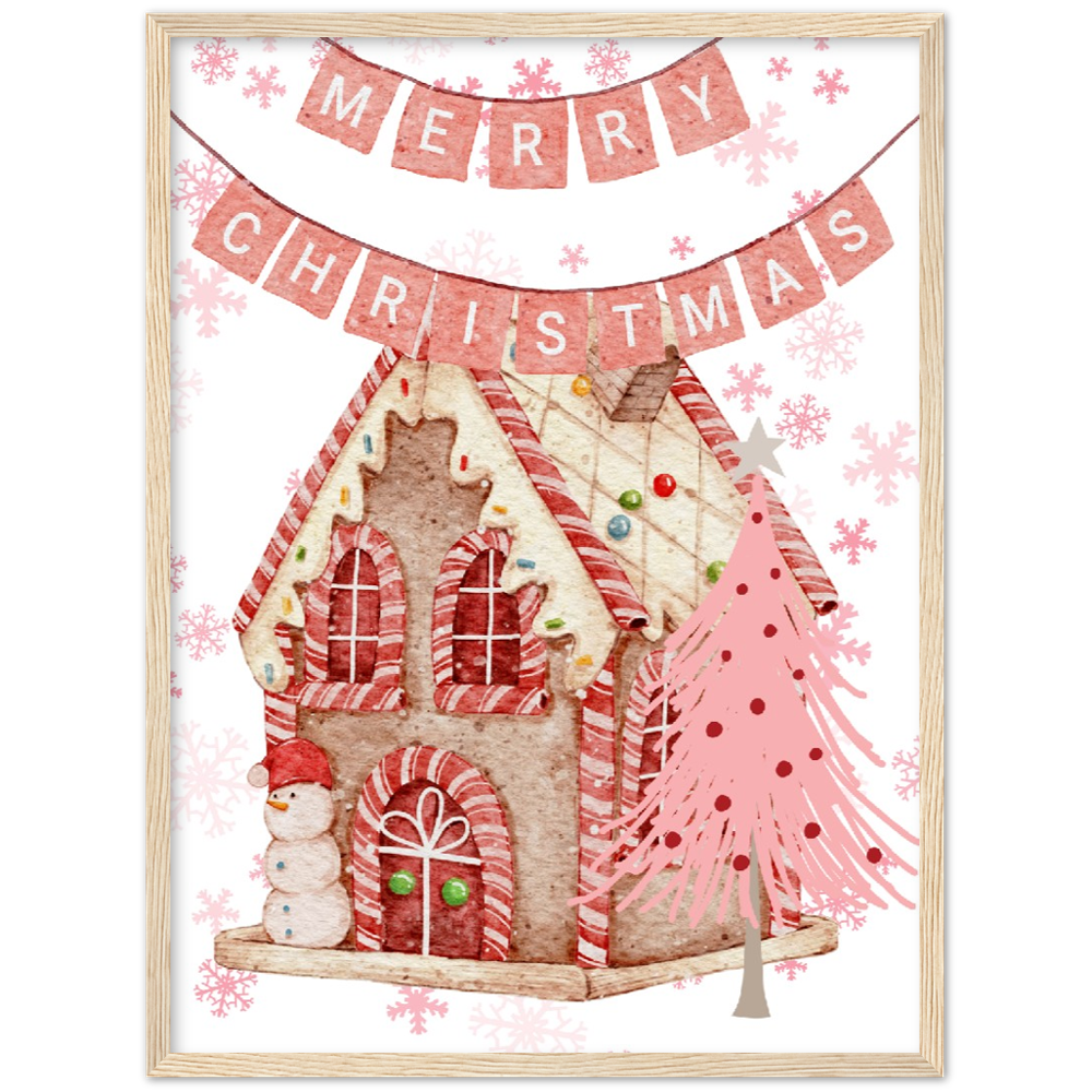 Gingerbread House Premium Wooden Framed Poster