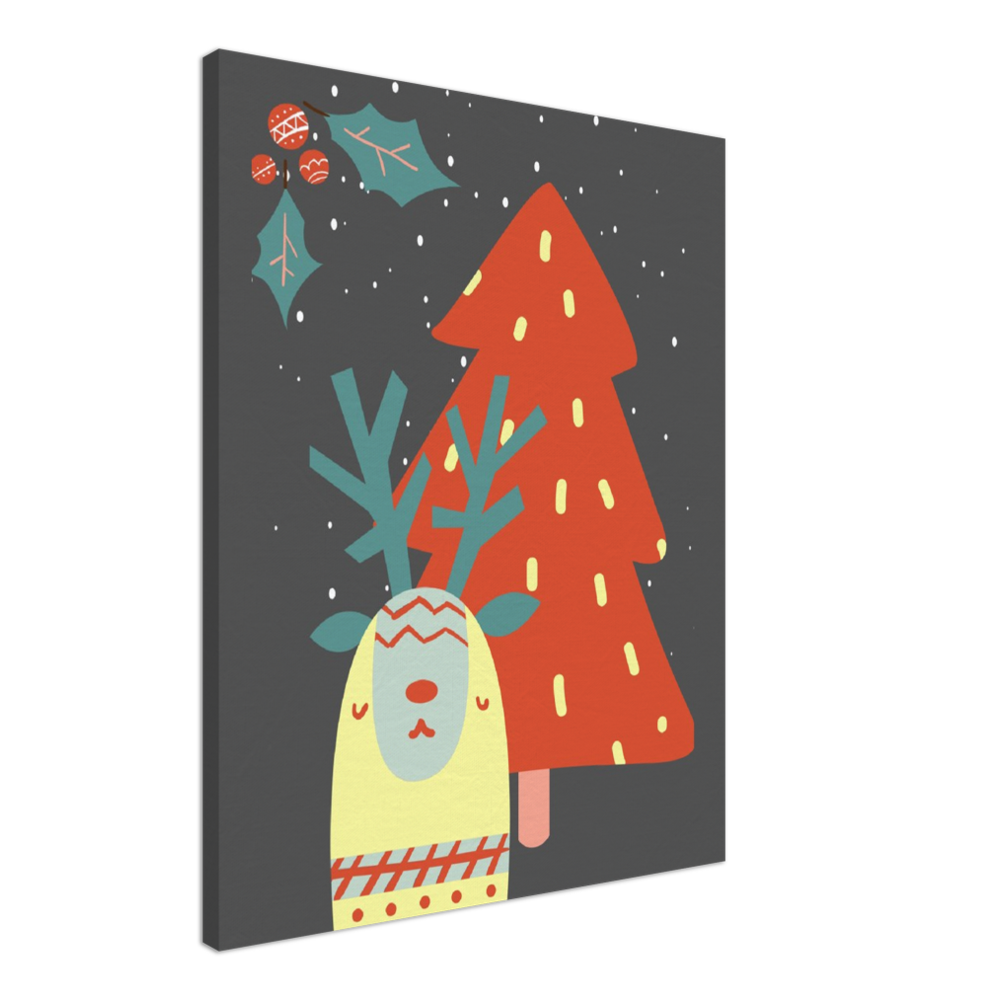 Festive Christmas Llama on Canvas