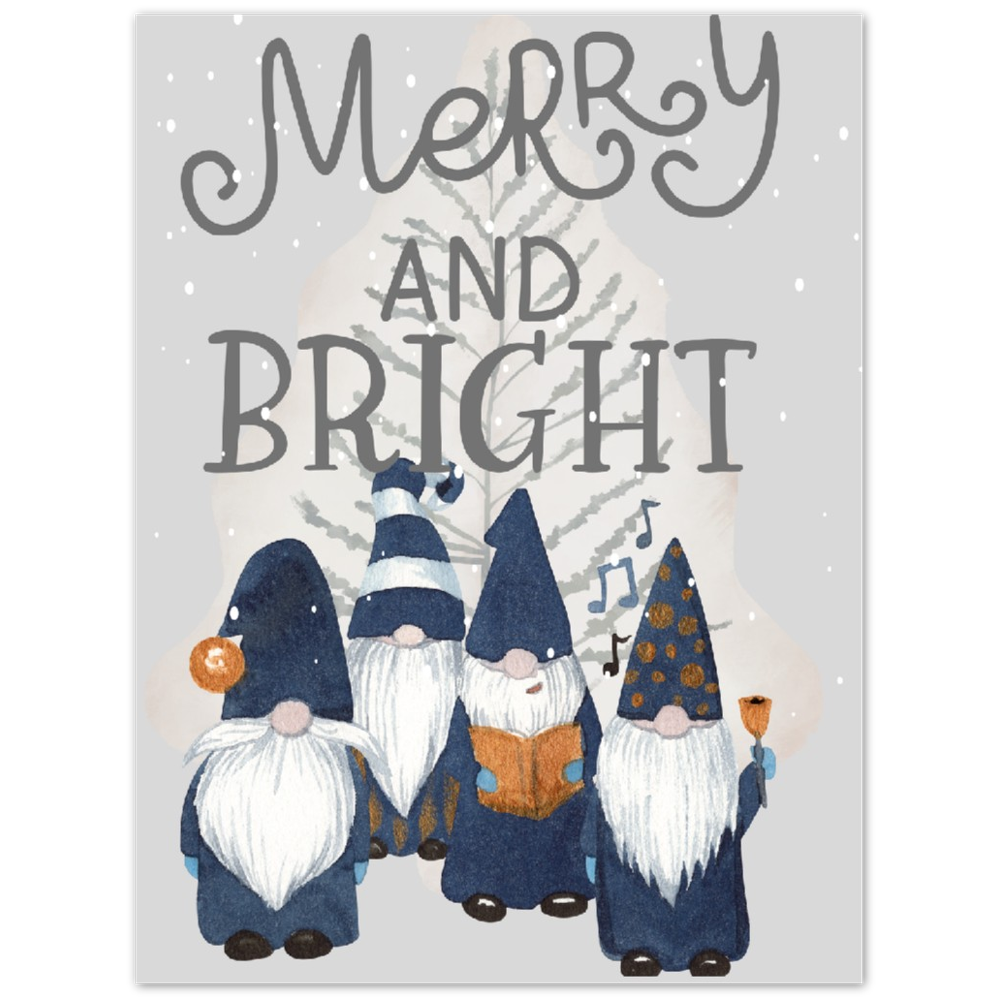 Merry & Bright Gnomes Metal Print