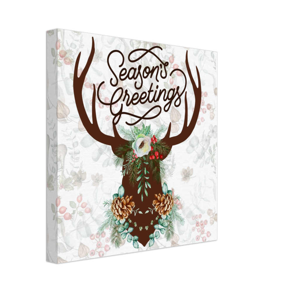 Rustic Season's Greetings Christmas Stag on Canvas