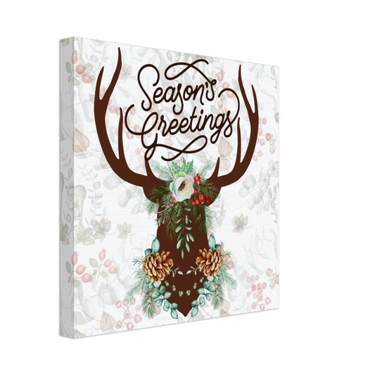 Rustic Season's Greetings Christmas Stag on Canvas