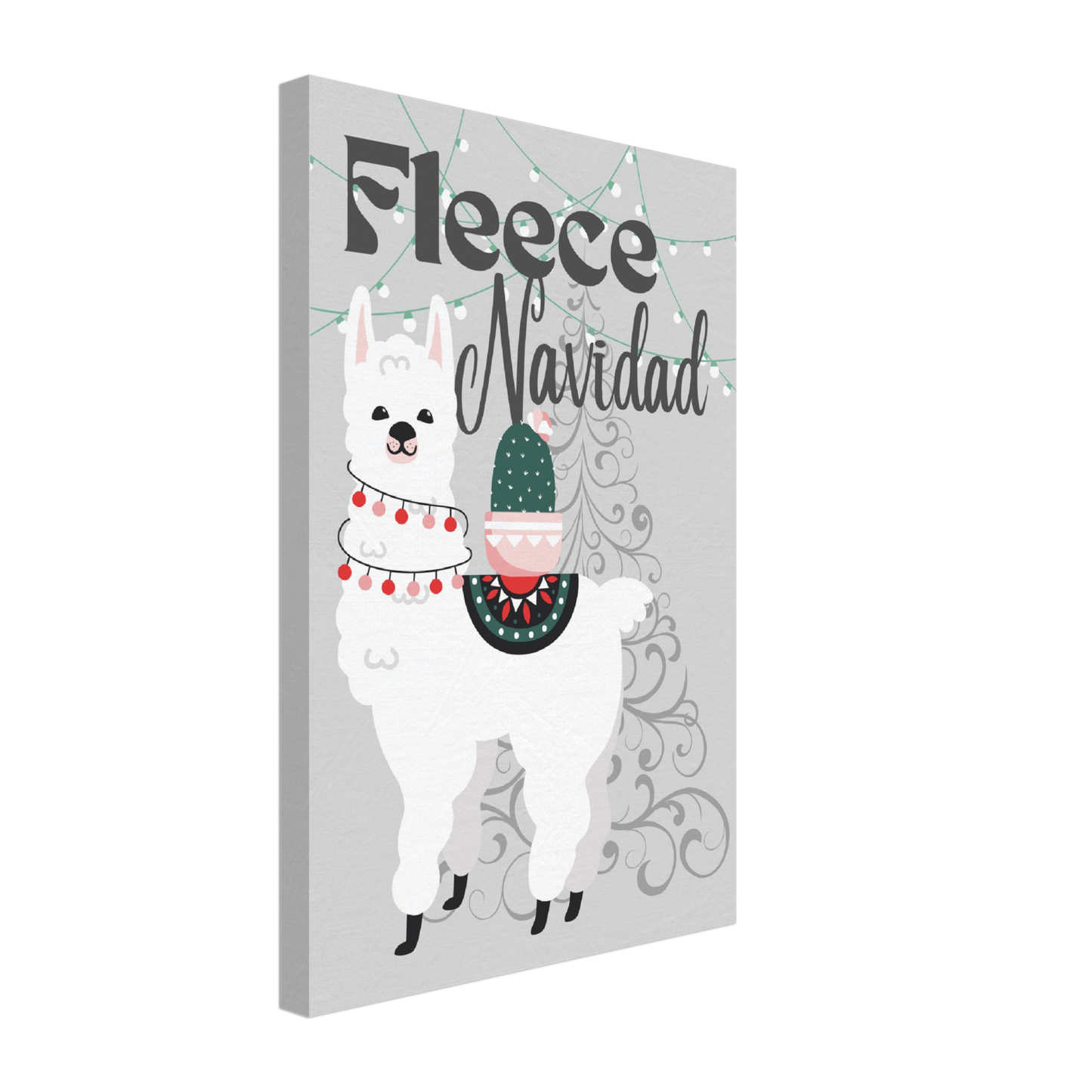 Fleece Navidad Christmas Llama on Canvas