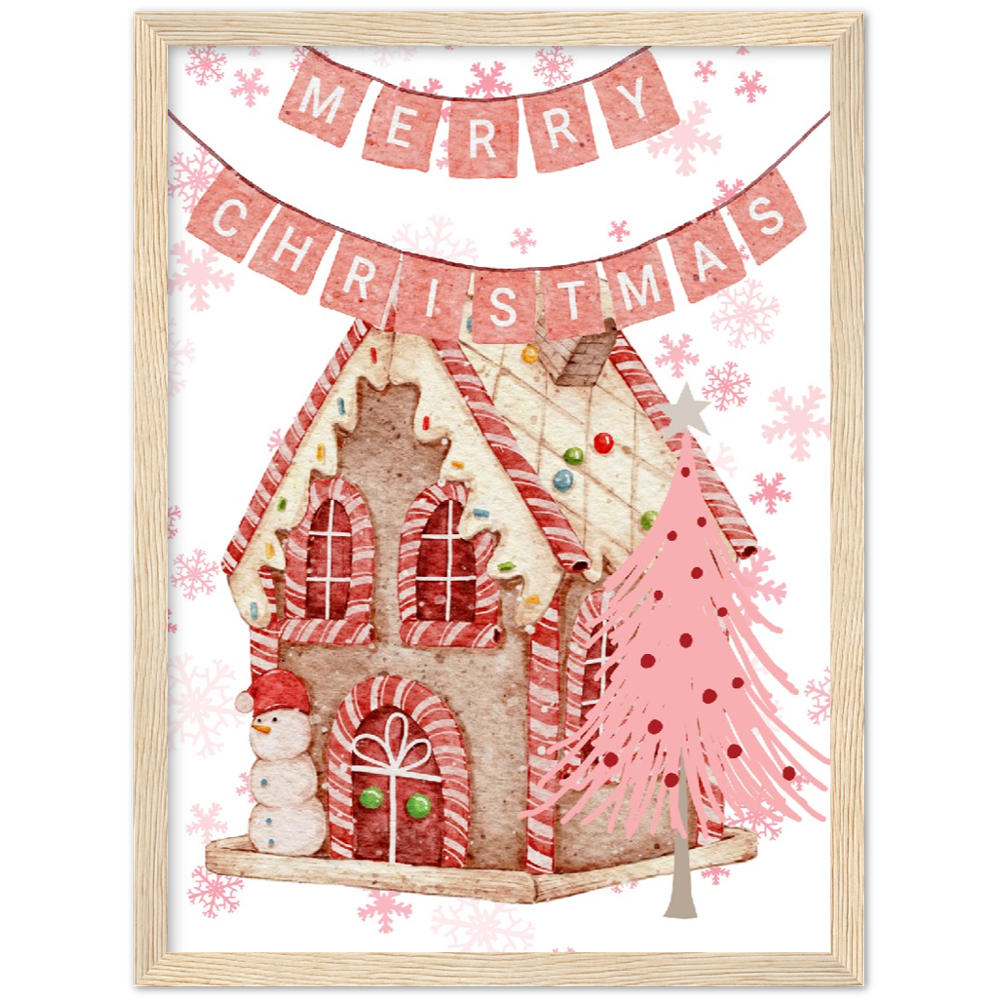 Gingerbread House Premium Wooden Framed Poster