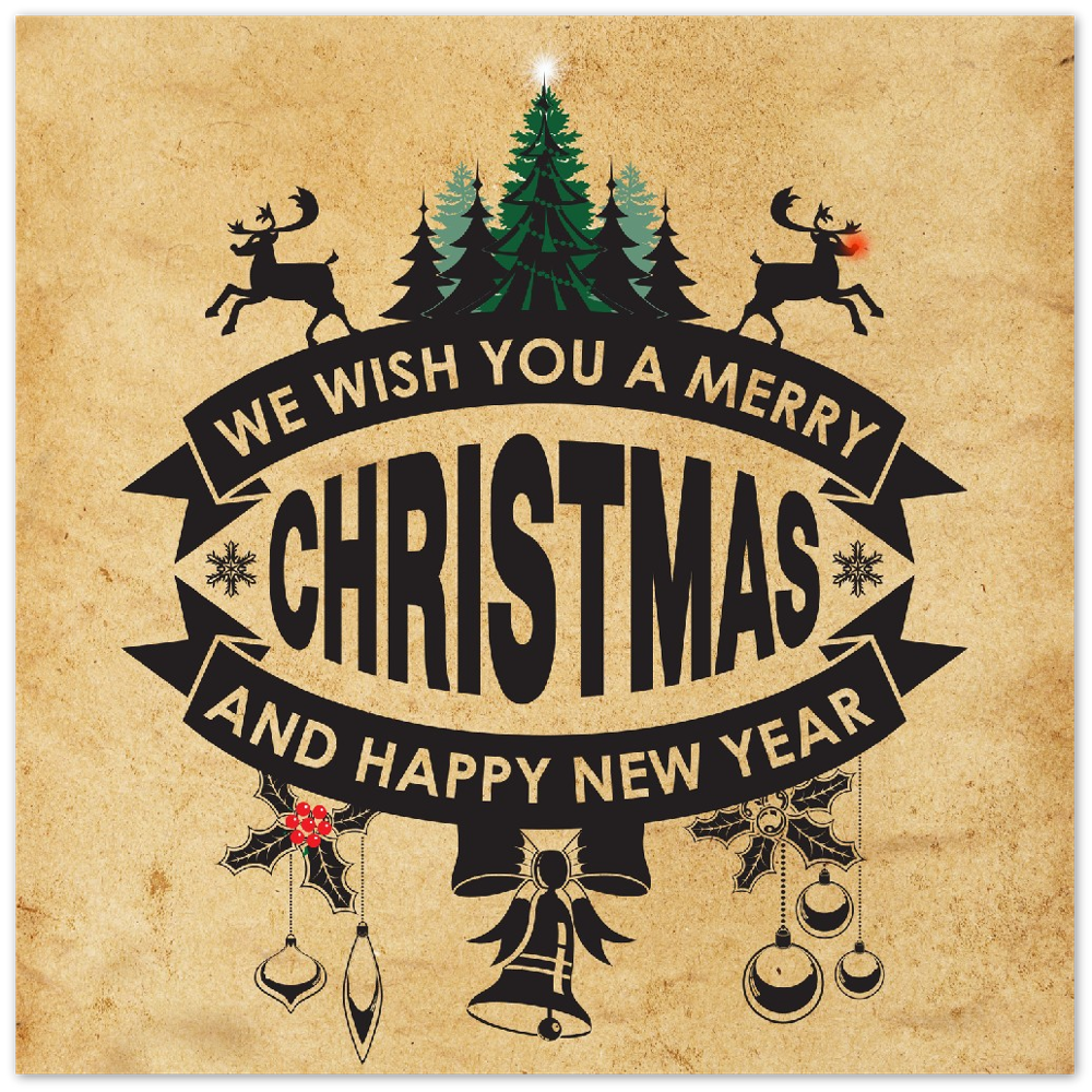 We Wish You Rustic Metal Christmas Print