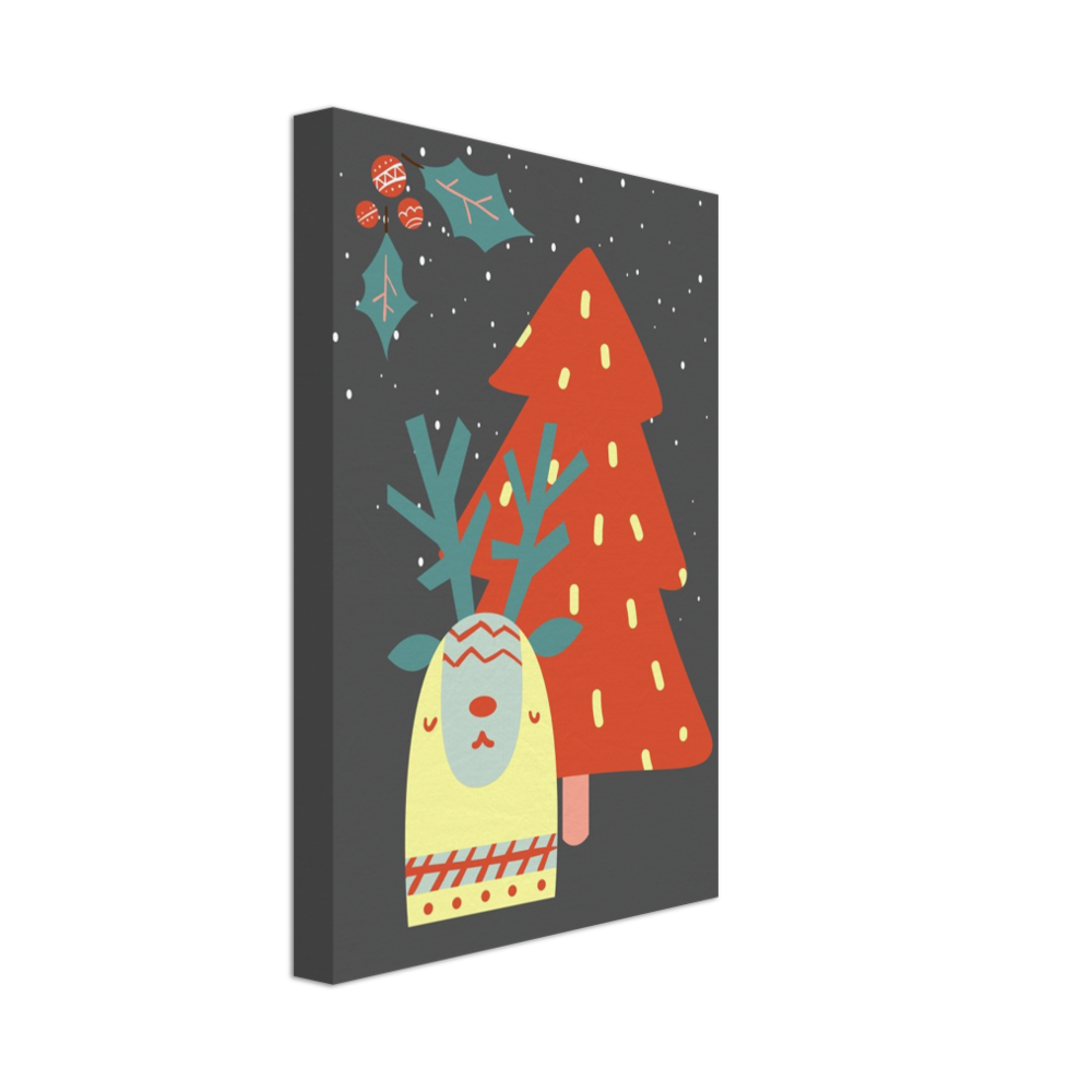 Festive Christmas Llama on Canvas