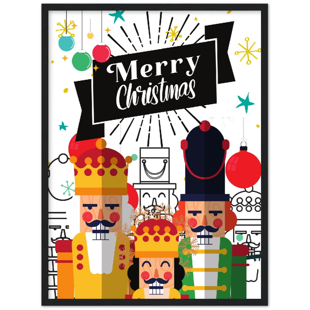 Colorful Nutcrackers Premium Wooden Framed Poster