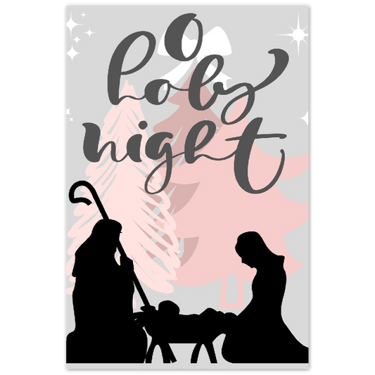 Manger Scene Pink & Gray Metal Print